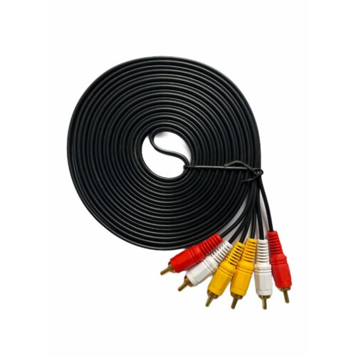 3RCA Male to 3RCA Male Audio Video Cable 5 Yards Compatible for TV, LCD, LED, DTH, DVD, VCR (Black)