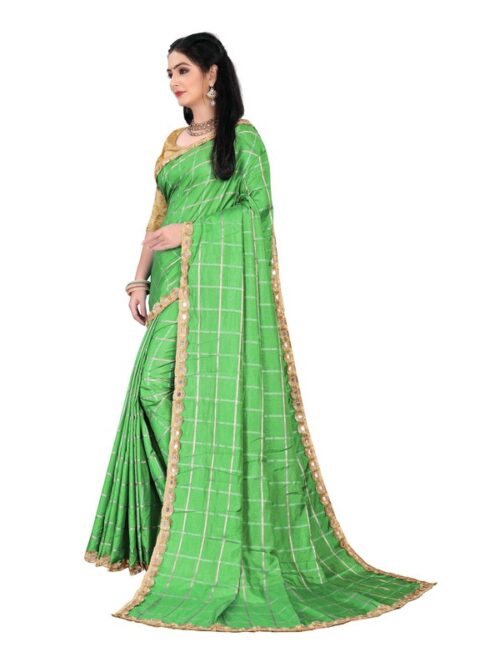 Women's Sana Silk Saree With Blouse (Green, 5-6mtrs) - Image 3