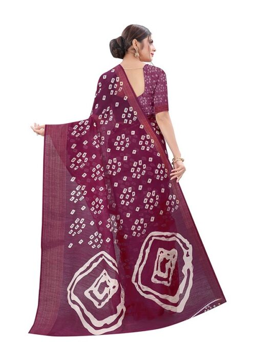 Women's Cotton Silk Saree With Blouse (Purple, 5-6mtrs) - Image 4