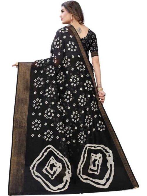 Women's Cotton Silk Saree With Blouse (Black, 5-6mtrs) - Image 4