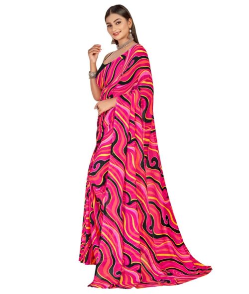 Women's Georgette Saree With Out Blouse (Pink, 5-6 Mtrs) - Image 4