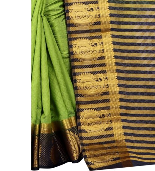 Women's Kanjivaram Silk Saree With Unstitched Blouse Piece (Green, 5-6 Mtrs) - Image 4