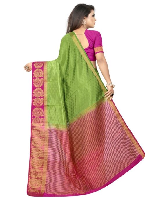 Women's Kanjivaram Silk Saree With Unstitched Blouse Piece (Green, 5-6 Mtrs) - Image 3