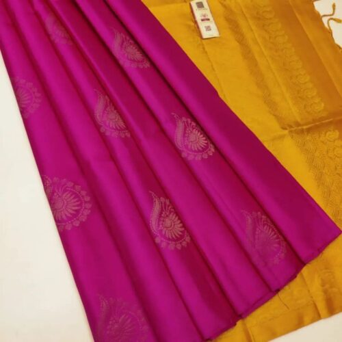 Women’s Borderless Kanjivaram Silk Sarees With Unstitched Blouse (Pink)