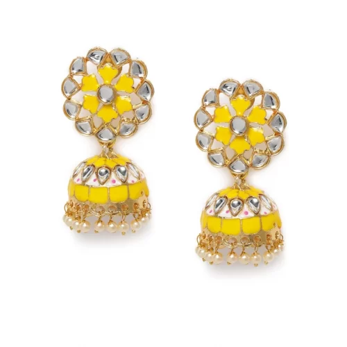 Women’s Rose Gold Plated Alloy Earrings (Yellow)